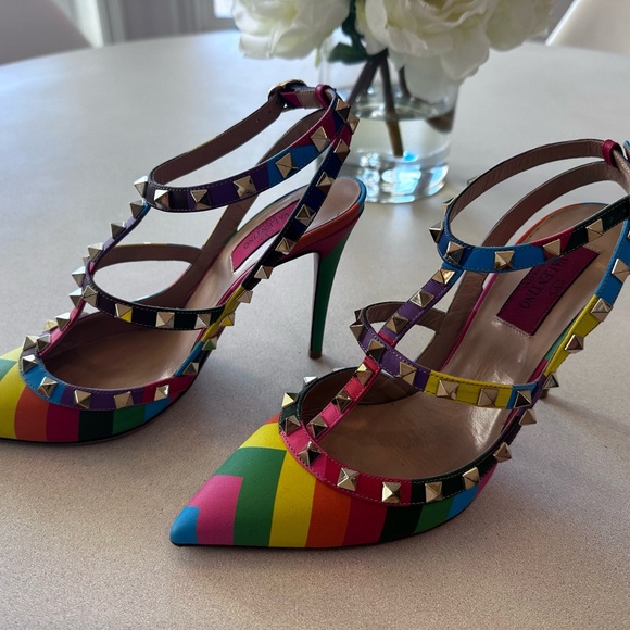 Valentino Rainbow Studded Heels - Picture 2 of 7